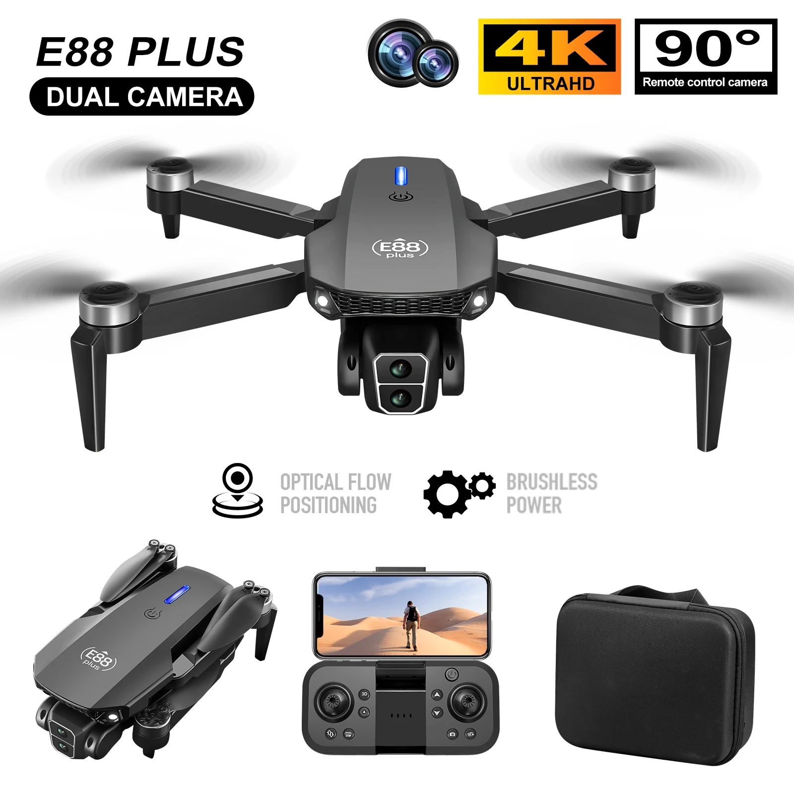 Nuevo Dron cuadricóptero E88 P - Drone Battery Box reseña y precio